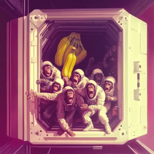 Chimps stealing bananas